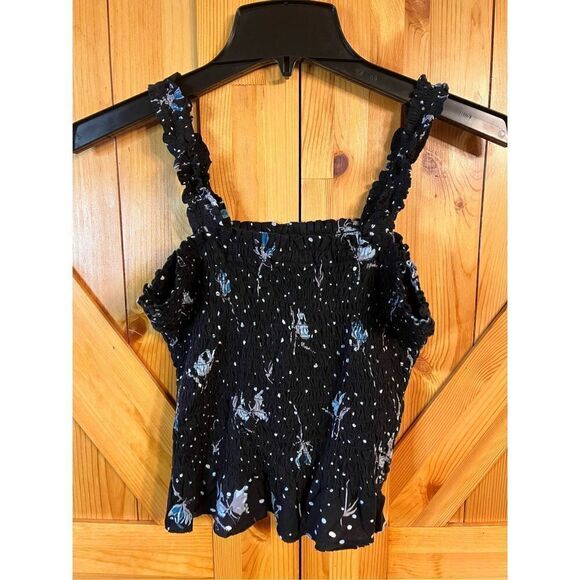Lucky Brand Crop Top Black Floral Small S (2212) - Picture 1 of 5